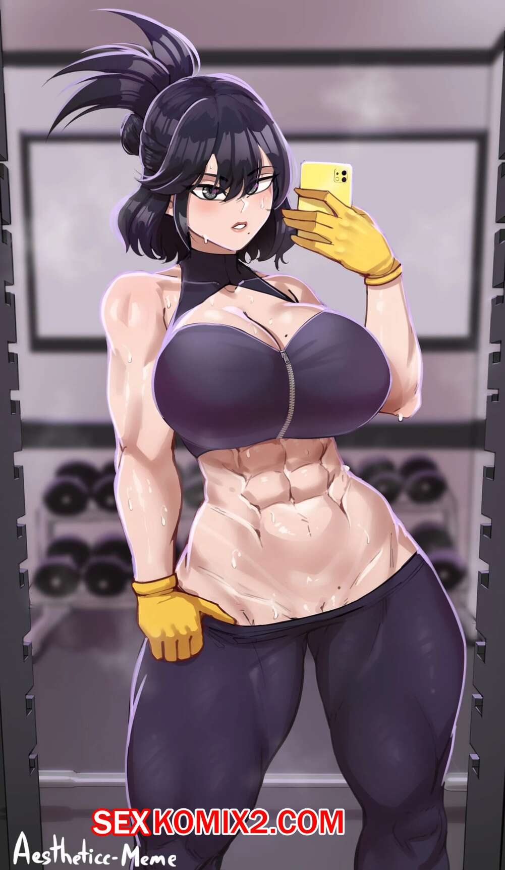 Порно комикс Академия. Тренировка Наны. Workout Nana. Aestheticc Meme