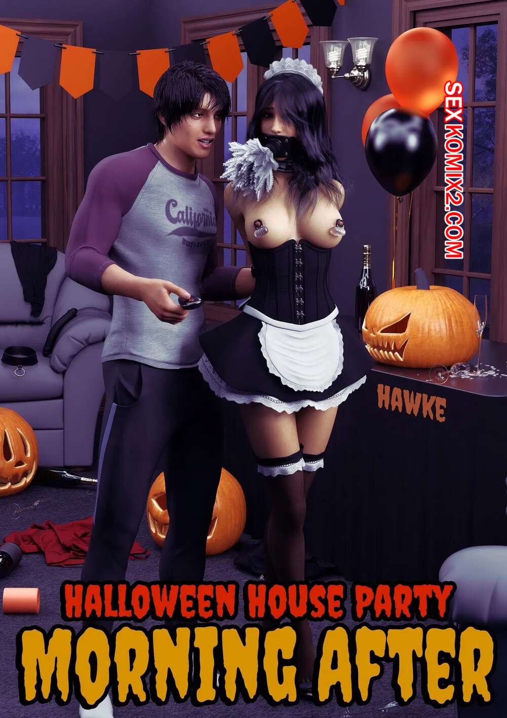 Порно комикс Домашняя вечеринка на Хэллоуин. Часть 2. Halloween House Party. Hawke