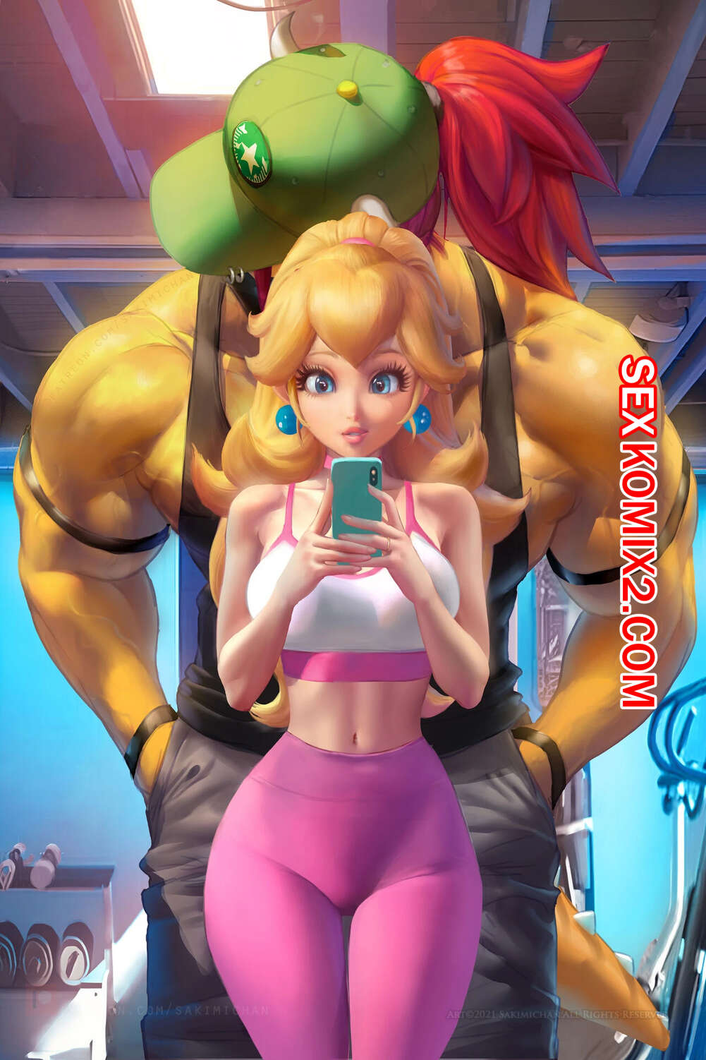 Порно комикс Марио. Тренировочный день Пич. Princess Peach Gym Days. Sakimichan.