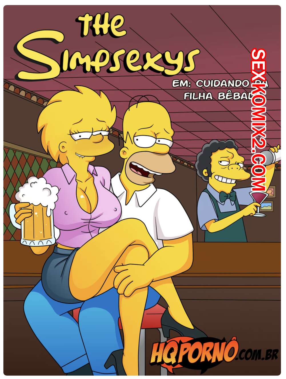 Порно комикс Симпсексы. Часть 16. Уход за пьяной дочерью. Os Simpsexys. HQPorno